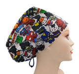 Kitty Tossed Tea Cups Euro Scrub Cap Doctor Hospital Surgical ODP Vet