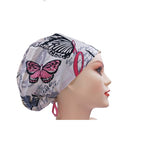 Butterflies Breast Cancer Awareness Hope Love Care Health Euro Scrub Cap Doctor Hospital Surgical ODP Vet