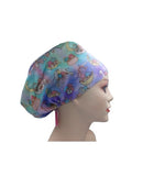 Cutie Twins Purple Green Blue Euro Scrub Cap Doctor Hospital Surgical ODP Vet