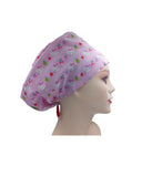 Kitty Pink Fruit Stripes Euro Scrub Cap Doctor Hospital Surgical ODP Vet