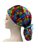 Colourful Dogs Ponytail Scrub Cap Doctor Theatre Nurse Hospital Paediatric Vet Surgical