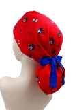 Mickey & Minnie In Red Ponytail Scrub Cap Doctor Theatre Nurse Hospital Paediatric Vet Surgical