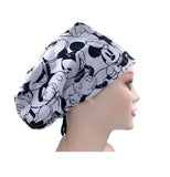 Mickey Black & White Jersey Knit Comfy Euro Toggle Scrub Cap Doctor Theatre Nurse Hospital Paediatric Vet Surgical