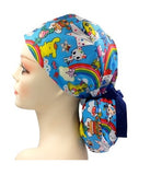 Rainbow Dreams Polyester Ponytail Polyester Ponytail Scrub Cap Doctor Theatre Nurse Hospital Paediatric Vet Surgical