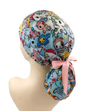 Unikiki Bebe Au Lait Light Blue Polyester Ponytail Scrub Cap Doctor Theatre Nurse Hospital Paediatric Vet Surgical