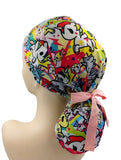 Rainbow Unicorns Colourful Polyester Ponytail Scrub Cap Doctor Theatre Nurse Hospital Paediatric Vet Surgical