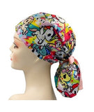 Rainbow Unicorns Colourful Polyester Ponytail Scrub Cap Doctor Theatre Nurse Hospital Paediatric Vet Surgical