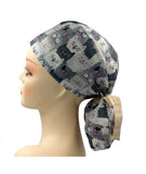 Smiley Cats Kittens Ponytail Scrub Cap Doctor Theatre Nurse Hospital Paediatric Vet Surgical