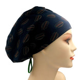 Hamburgers Navy Blue Jersey Knit Comfy Euro Toggle Scrub Cap Doctor Theatre Nurse Hospital Paediatric Vet Surgical