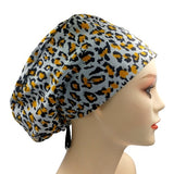 Hit! Leopard Spots Jersey Knit Comfy Euro Toggle Scrub Cap Doctor Theatre Nurse Hospital Paediatric Vet Surgical