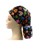 Sugar Skull Pets Dogs Ponytail Scrub Cap Doctor Theatre Nurse Hospital Paediatric Vet Surgical