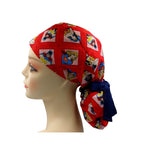 Supergirl Batgirl WonderWoman Patchwork Ponytail Scrub Cap Doctor Theatre Nurse Hospital Paediatric Vet Surgical