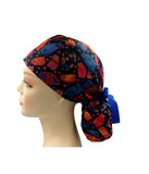 Laurel Burch Bright Feline Cats Ponytail Scrub Cap Doctor Theatre Nurse Hospital Paediatric Vet Surgical