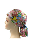 Sleepy Japanese Anime Characters Ponytail Scrub Cap Doctor Theatre Nurse Hospital Paediatric Vet Surgical