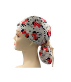 Mickey & Minnie White Ponytail Scrub Cap Doctor Theatre Nurse Hospital Paediatric Vet Surgical