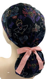 Maleficent Ursula Evil Queen Cruella Disney Ponytail Scrub Cap Doctor Theatre Nurse Hospital Paediatric Vet Surgical