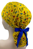 Dr Seuss One Fish Two Fish Red Fish Blue Fish Ponytail Scrub Cap Doctor Theatre Nurse Hospital Paediatric Vet Surgical