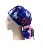 Hare Rabbit Purple Ponytail Scrub Cap Doctor Theatre Nurse Hospital Paediatric Vet Surgical