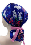 Hare Rabbit Purple Ponytail Scrub Cap Doctor Theatre Nurse Hospital Paediatric Vet Surgical