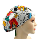 Snoopy and Woodstock Jersey Knit Comfy Euro Toggle Scrub Cap Doctor Theatre Nurse Hospital Paediatric Vet Surgical