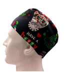 Holly Jolly Christmas Pets Dogs Cats Men's Velcro Closure Adjustable Scrub Cap Doctor Theatre Nurse Hospital Paediatric Vet Surgical