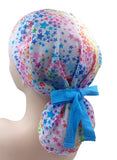 Colourful Stars White Ponytail Scrub Cap Doctor Theatre Nurse Hospital Paediatric Vet Surgical