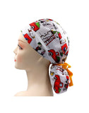 Christmas Red Truck Peanuts and Friends Ponytail Scrub Cap Doctor Theatre Nurse Hospital Paediatric Vet Surgical