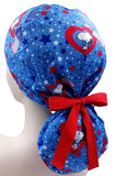 Snoopy,America Flags,Fireworks Ponytail Scrub Cap Doctor Theatre Nurse Hospital Paediatric Vet Surgical