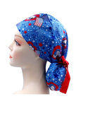 Snoopy,America Flags,Fireworks Ponytail Scrub Cap Doctor Theatre Nurse Hospital Paediatric Vet Surgical