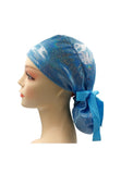 Holographic Iridescent Glitter Light Blue Ponytail Scrub Cap Doctor Theatre Nurse Hospital Paediatric Vet Surgical