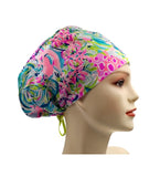 Pink Green 025 Euro , Pony Tail Scrub Cap Doctor Hospital Surgical ODP Vet