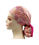 Japanese Floral Pink Ponytail Scrub Cap Doctor Theatre Nurse Hospital Paediatric Vet Surgical