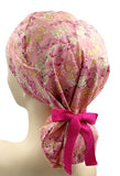 Japanese Floral Pink Ponytail Scrub Cap Doctor Theatre Nurse Hospital Paediatric Vet Surgical