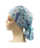 Japanese Floral Blue Ponytail Scrub Cap Doctor Theatre Nurse Hospital Paediatric Vet Surgical