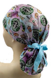 Starbucks Coffee Purple Ponytail Scrub Cap Doctor Theatre Nurse Hospital Paediatric Vet Surgical