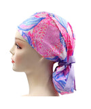 Pink 001 Euro , Pony Tail Scrub Cap Doctor Hospital Surgical ODP Vet