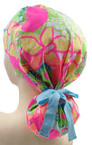 Pink Green 027 Euro , Pony Tail Scrub Cap Doctor Hospital Surgical ODP Vet