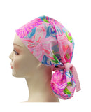 Pink Patch 008 Euro,Pony Tail Scrub Cap Doctor Hospital Surgical ODP Vet