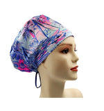 Pink Blue 022 Euro , Pony Tail Scrub Cap Doctor Hospital Surgical ODP Vet