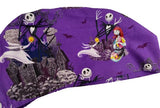 Nightmare before Christmas Scenic Purple Euro Scrub Cap Doctor Hospital Surgical ODP Vet