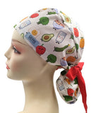 Cutie Veggies Ponytail Scrub Cap Doctor Theatre Nurse Hospital Paediatric Vet Surgical