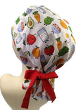 Cutie Veggies Ponytail Scrub Cap Doctor Theatre Nurse Hospital Paediatric Vet Surgical