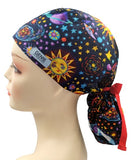 Planets Outer Space Ponytail Scrub Cap Doctor Theatre Nurse Hospital Paediatric Vet Surgical
