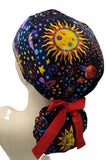 Planets Outer Space Ponytail Scrub Cap Doctor Theatre Nurse Hospital Paediatric Vet Surgical
