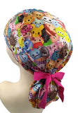 Cutie Cartoon Characters Ponytail Scrub Cap Doctor Theatre Nurse Hospital Paediatric Vet Surgical