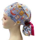 Yummy Breakfast Ponytail Scrub Cap Doctor Theatre Nurse Hospital Paediatric Vet Surgical