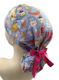 Yummy Breakfast Ponytail Scrub Cap Doctor Theatre Nurse Hospital Paediatric Vet Surgical
