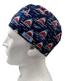 Sharks Navy Men's Velcro Closure Adjustable Scrub Cap Doctor Theatre Nurse Hospital Paediatric Vet Surgical