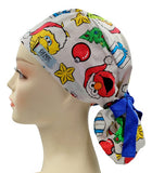 Christmas Sesame Street Ponytail Scrub Cap Doctor Theatre Nurse Hospital Paediatric Vet Surgical