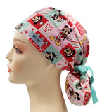 Christmas Mickey and Friends Patchwork Ponytail Scrub Cap Doctor Theatre Nurse Hospital Paediatric Vet Surgical